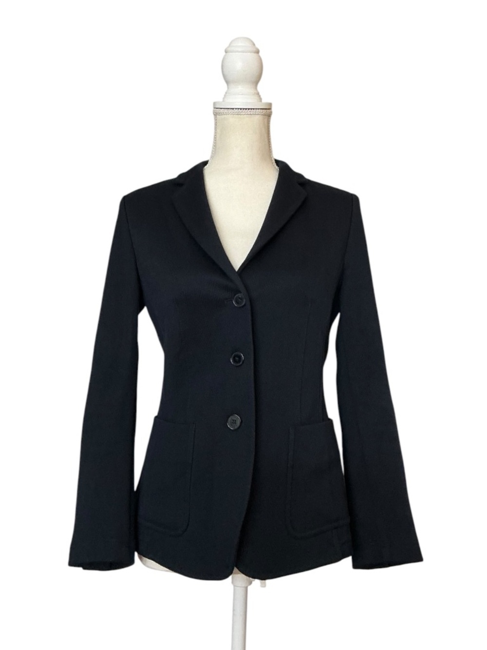 NVSCO Navy Blue Knit Blazer Women's GB 36 US 4 Fitted Career Jacket